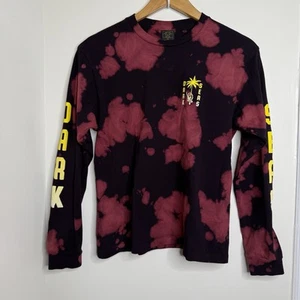 Dark Seas Bleach Tie Dye T Shirt Manica Lunga Uomo XS Nero Rosso Cotone - Foto 1 di 9