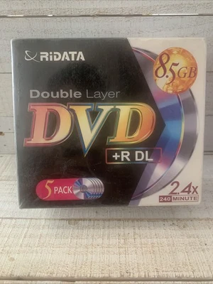 Ridata Double Layer Dvd + R DL 5 Pack 2.4x 240 Minute 8.5 Gb Sealed in BOX - Image 1 of 4