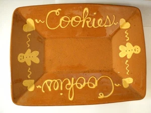 1987 Turtle Creek Potters Redware Pottery Gingerbread Cookies Platter 11 x 8.5" - Picture 1 of 5