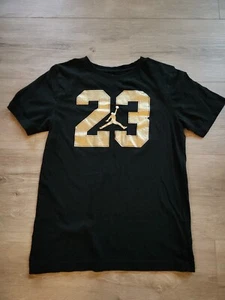 Jordan Shirt Boys Large Black Gold Jumpman 23 Basketball Logo Kids Youth. H - Picture 1 of 3