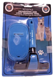 Pet's 2 for 1 Combo Deshedding & Trimming Comb & Massage Brush Set Dogs & Cats - Picture 1 of 7