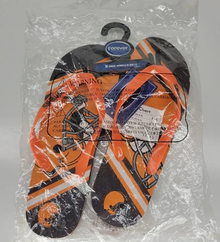 Forever Collectibles Unisex Cleveland Browns Slide Ons Flip Flops MEDIUM NEW Cover