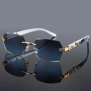 Frameless Rimless Sunglasses Unisex Retro Square Design For Travel Outdoor Use - Picture 1 of 10