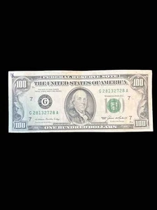 Circulated Small Head $100 bill (One Hundred Dollar Bill) - Series 1985 - Picture 1 of 2