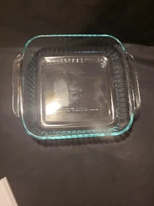 Pyrex Square Aqua Tint Microwable Dish 222 Made In USA - Picture 1 of 7