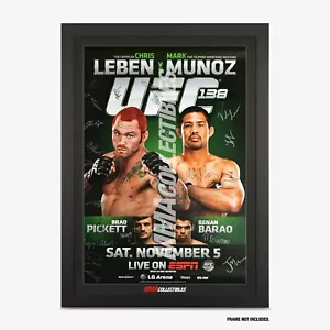 UFC 138 Autographed Poster, SBC, Chris Leben, Mark Munoz, Brad Pickett, Barao - Picture 1 of 6