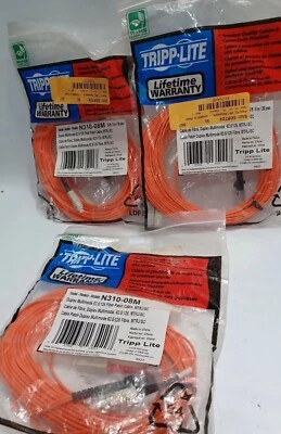 3 Pack 8M Duplex Multimode 62.5/125 Fiber Patch Cable - Orange - Image 1 of 3