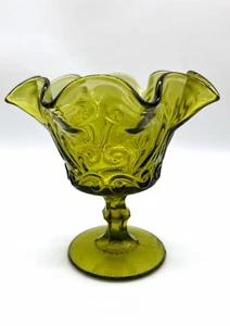 Compota de vidrio verde con volantes verdes Imperial Atterbury Scroll - Imagen 1 de 4