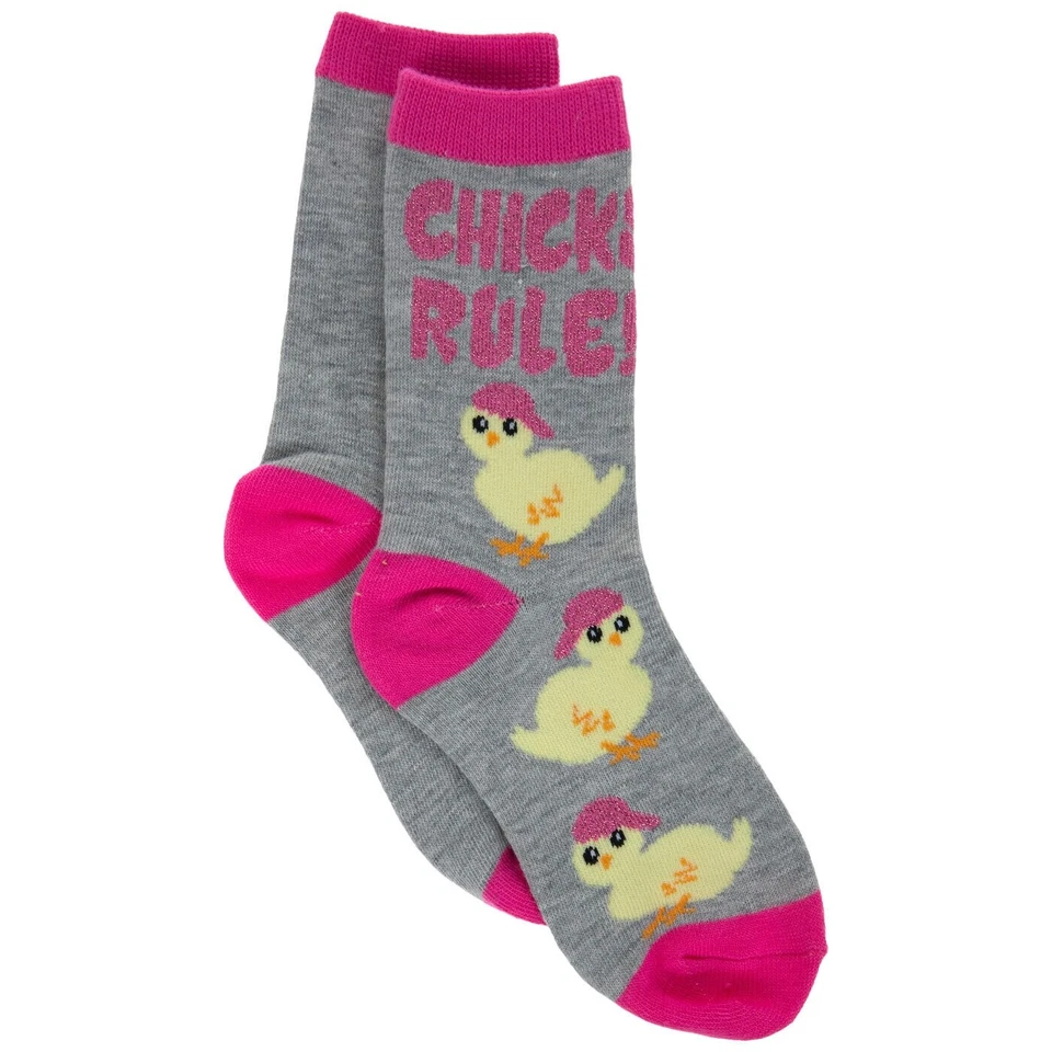 Calcetines de Pascua para niñas Chicks Rule talla 5 - 9 gris y rosa cesta de Pascua Foto 1 de 1