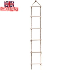 Wooden Rope Ladder Children Climbing Toy Safe Sports Rope Swing (6 Rungs) - Picture 1 of 7