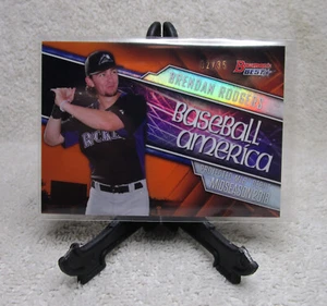 Tarjeta de novato Brendan Rodgers 2016 Bowman's Best Orange Refractor serie #02/35 - Imagen 1 de 6