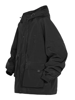 Niepce Men's Zipper Windbreaker Techwear Streetwear Jacket with Hood - Image 1 of 4