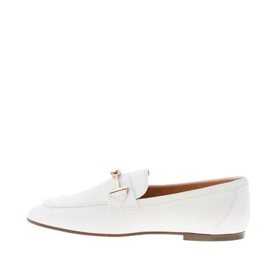 TOD'S chaussures femme yougurt tone leather flat loafer golden T-Ring horsebit - Photo 1/4