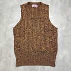 Vintage 80S London Britches Cable Knit Chunky Knit Sweater Vest Mens 40 Brown