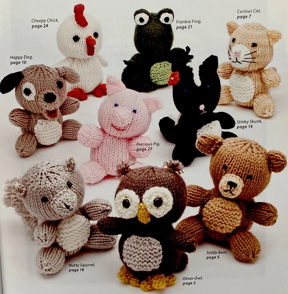 AMIGURUMI ANINAL FRIENDS: KNIT chick frog cat dog pig skunk squirrel owl teddy - Image 1 of 4