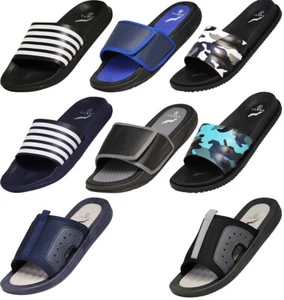 Norty Mens Summer Comfort Casual Slide Flat Strap Shower Sandals Slip On Shoes - Picture 1 of 57