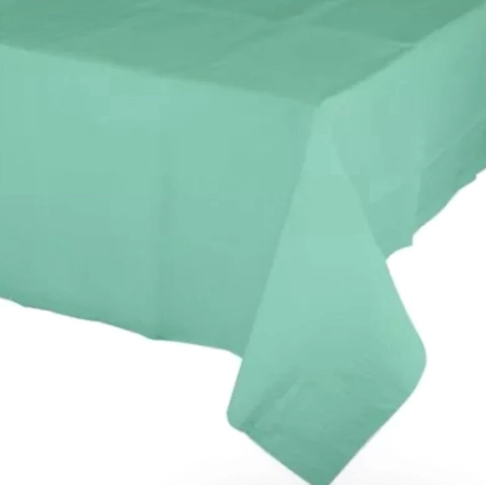 Fresh Mint 2/Ply Paper-Poly Banquet Tablecloth 54" x 108" Green Tableware - Image 1 of 1