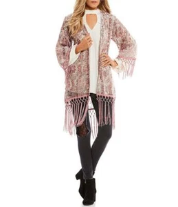JESSICA SIMPSON Gray Mauve Velvet Burnout Kimono Coverup Medium M NWT $119.50 - Picture 1 of 2