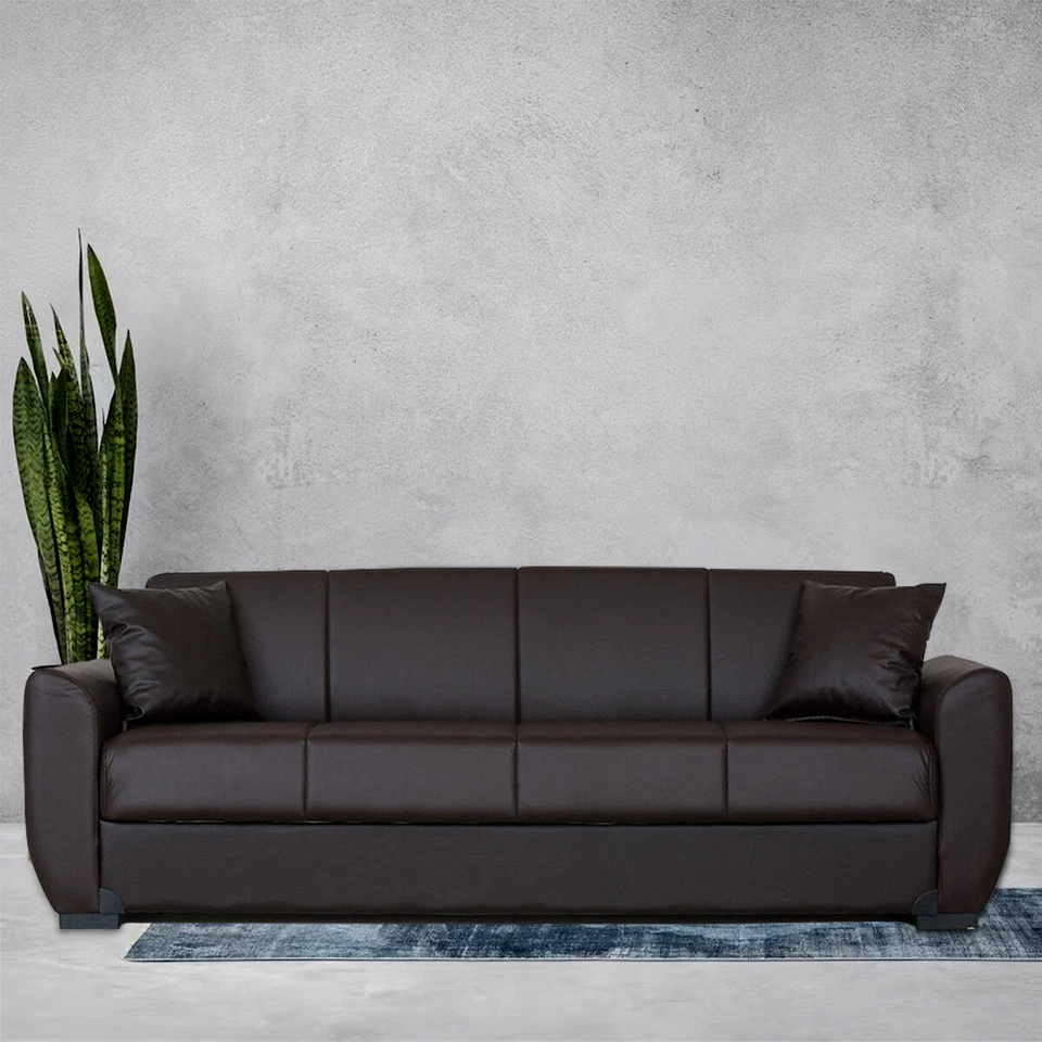 Sofá cama/loveseat/sillón de cuero PU marrón Aisha Foto 1 de 1