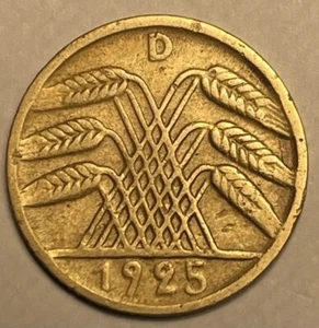 1925 D Deutschland Weimar 5 Reichspfennig Münze, Km# 39. Karton 12.167 - Bild 1 von 2