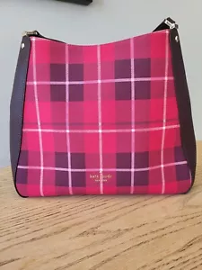 Kate Spade New York Leila Plaid Rose Pink Multi Pocket Handbag Spring Summer - Picture 1 of 16