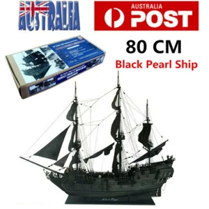 80cm Wooden Sailing Boat Assemble Model Kit Black Pearl Ship DIY Toy Gift AU - Picture 1 of 6