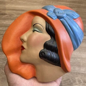 Vintage Art Deco Wall Mask Sculpture 1930’s Style Chalk Art 17cm - Picture 1 of 8