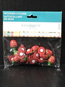 Easter/Spring Miniature Strawberry Wooden Stickers 20 New ๐ ๐ - Picture 1 of 2