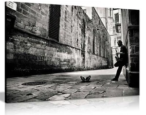 Musician Saxophone Urban Photography Framed Canvas Print Wall Art Home Decor - Picture 1 of 6