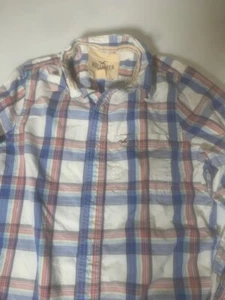Hollister Small Long Sleeve Collared Button Up Shirt- Blue Red White - Picture 1 of 3