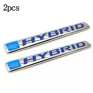 2pcs Metal For Hybrid Car Side Fender Rear Trunk Emblem Badge Blue Sticker - Foto 1 di 4