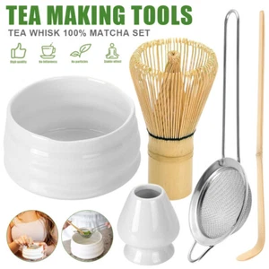 5pc Matcha Making Tool Set Bamboo Tea Whisk Tea Scoop Bowl Ceramic Tea Whisk Kit - Picture 1 of 13
