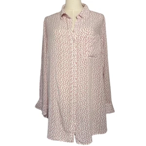 Velvet Heart White Button Shirt Top Blouse Collared Sz XL White Red Heart Print - Picture 1 of 12