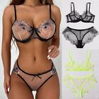 Stylish SeeThrough Underwear Set Sexy Embroidered Mesh Multiple Colors