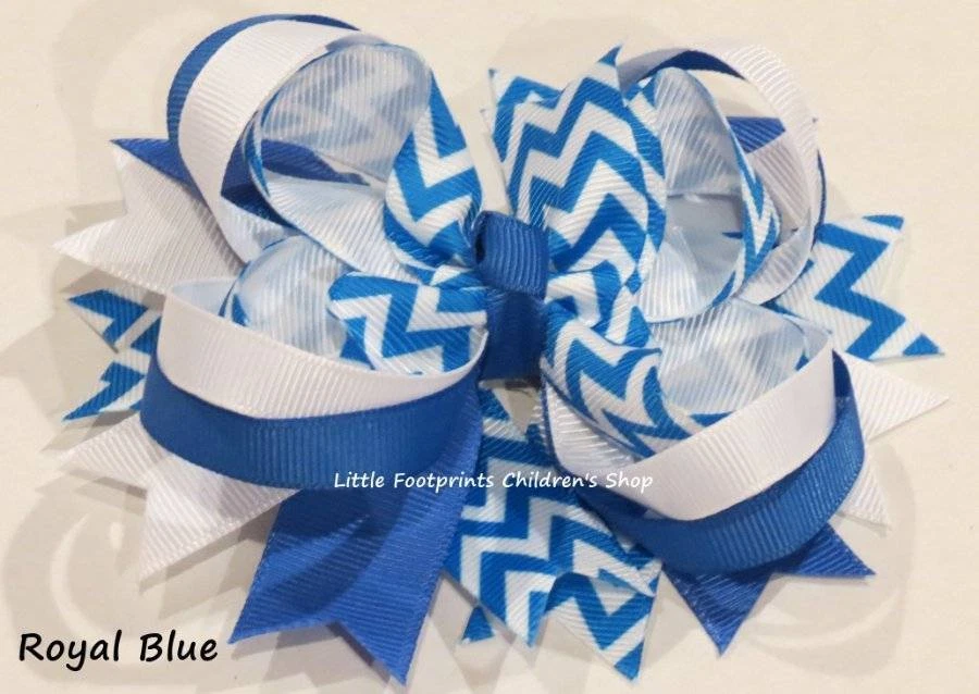 Chevron Layered Grosgrain Hair Bow Clip 4.5" - Image 1 of 1