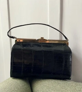 vintage Black genuine crocodile handbag In Pristine Condition. - Picture 1 of 8
