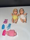 Vintage 1973 Mattel Barbie Loving Happy Family Baby Krissy 2 Infants Dolls