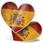 2 x Heart Stickers 15 cm - Grunge Spanish Flag Spain Espana #45258