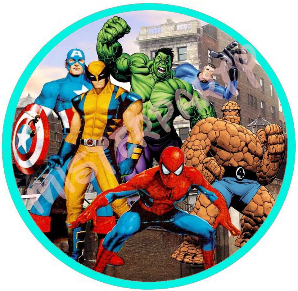 Cialda - Ostia per torte Avengers Marvel supereroi - tonda! Anche A3!