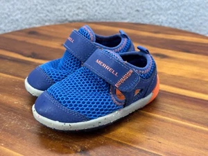 Merrell Boy's Bare Steps H20 Sneaker Water Shoe Blue Orange 5M Toddler Hook Loop - Picture 1 of 10