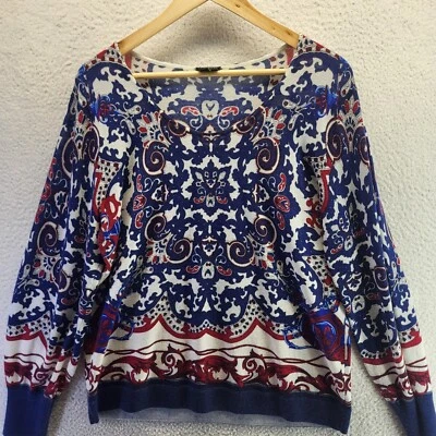 Suéter Talbots Lana Merino Mujer Pequeño PXL Blanco Paisley Peso Ligero Grannycore Foto 1 de 4