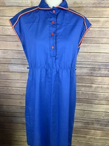 Helen Of Troy Vintage Kleid M 10/12 Blau Kordeldetails Ärmellos Boho  - Bild 1 von 10