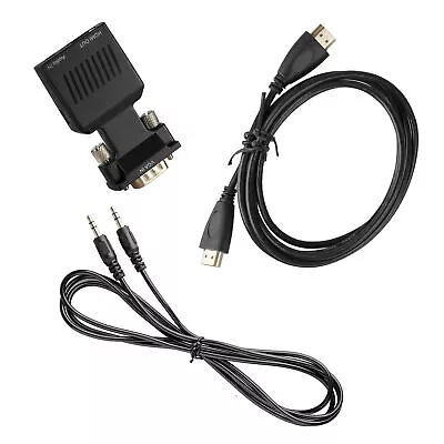 VGA to HDMI Adapter 1080P Video 3.5mm Audio Cable for Laptop PC LCD Monitor TV - Image 1 of 4