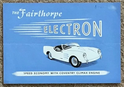 FAIRTHORPE ELECTRON MARK II Car Sales Brochure c1958 - Image 1 of 4