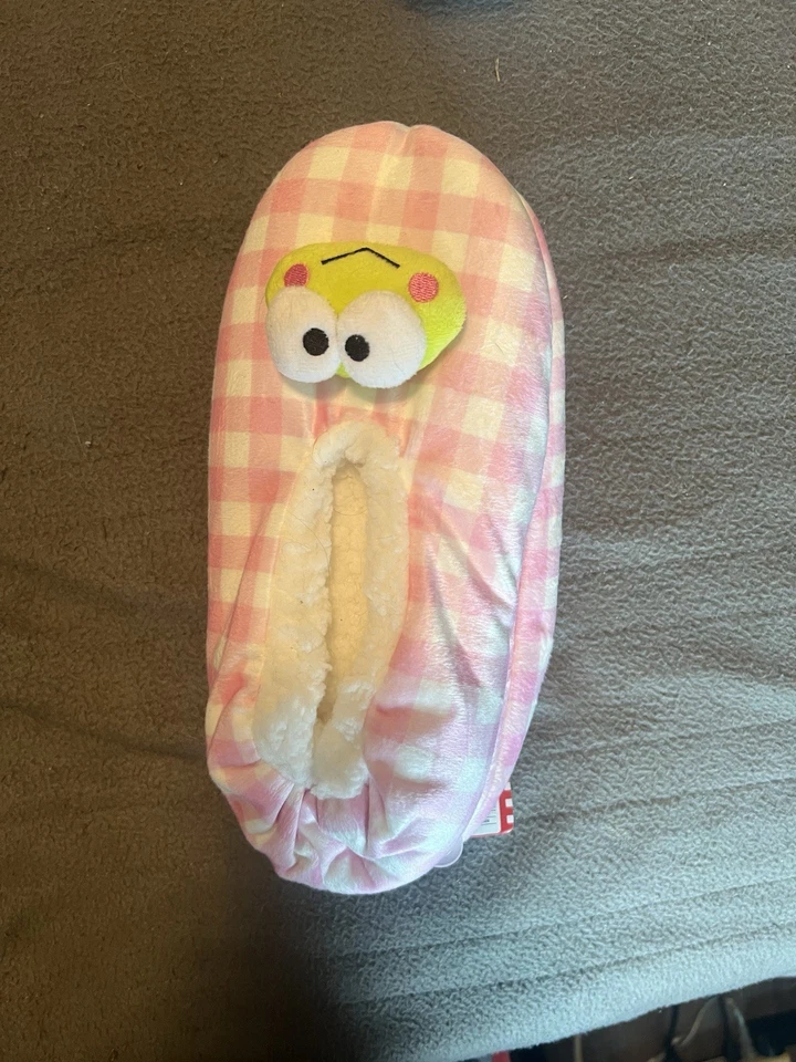 NUEVO CON ETIQUETAS KEROPPI Zapatillas de Dormitorio Rosa/Blanco Rana En la Parte Superior Zapato Talla 8-10 LINDO Foto 1 de 4