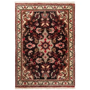 Alfombra persa anudada a mano Hamedan 73x54 cm lana oriental Carpet Rug negra - Imagen 1 de 7
