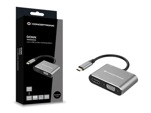 CONCEPTRONIC DONN16G 4-in-1 USB 3.2 Gen 1 Dockingstation, HDMI, VGA, USB-A 3.0, - Photo 1/4