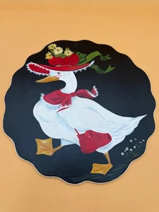 VTG 1980's Folk Art Wood Cutting Board Decor Molly Mae Goose by Joanne Schmider - Picture 1 of 9