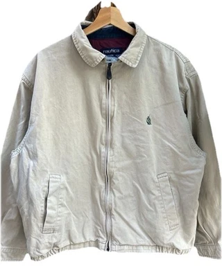 Chaqueta Nautica Harrington Vintage Años 90 Beige Algodón Cremallera M Foto 1 de 4