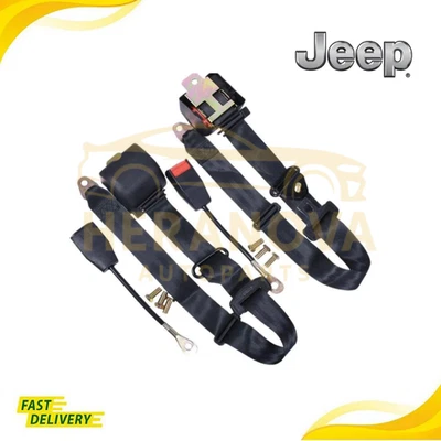 Par de cinturones de seguridad delanteros retráctiles negros para todos Jeep Grand Cherokee 2 piezas Foto 1 de 4